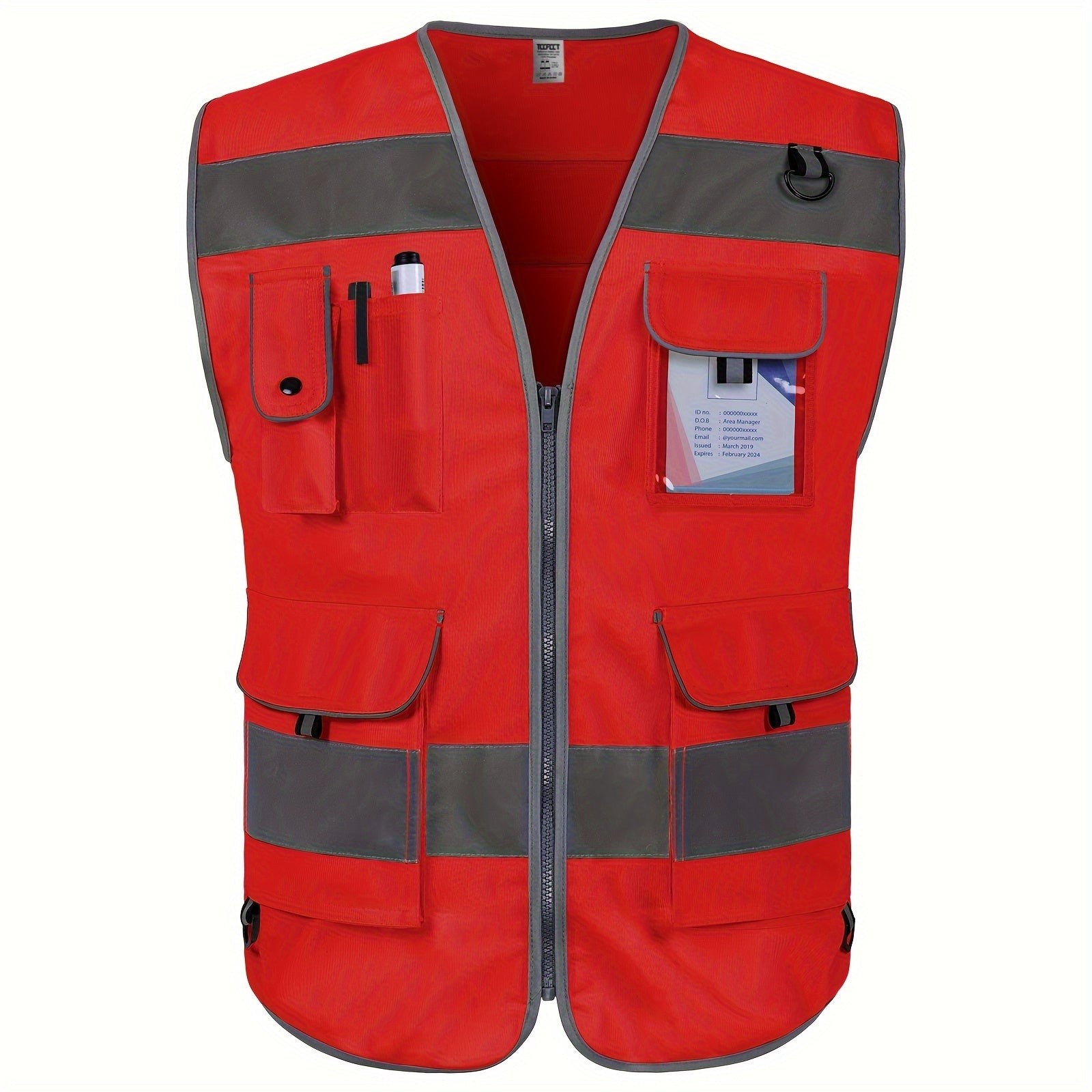 1pc 120g Premium Fabric 9 Pockets High Visibility Reflective Safety Vest For Men Women, Meets ANSI/ISEA Standards, Hi Vis Construction Work Vest For Surveyors, Drivers And Warehouse