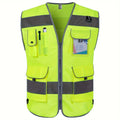 1pc 120g Premium Fabric 9 Pockets High Visibility Reflective Safety Vest For Men Women, Meets ANSI/ISEA Standards, Hi Vis Construction Work Vest For Surveyors, Drivers And Warehouse