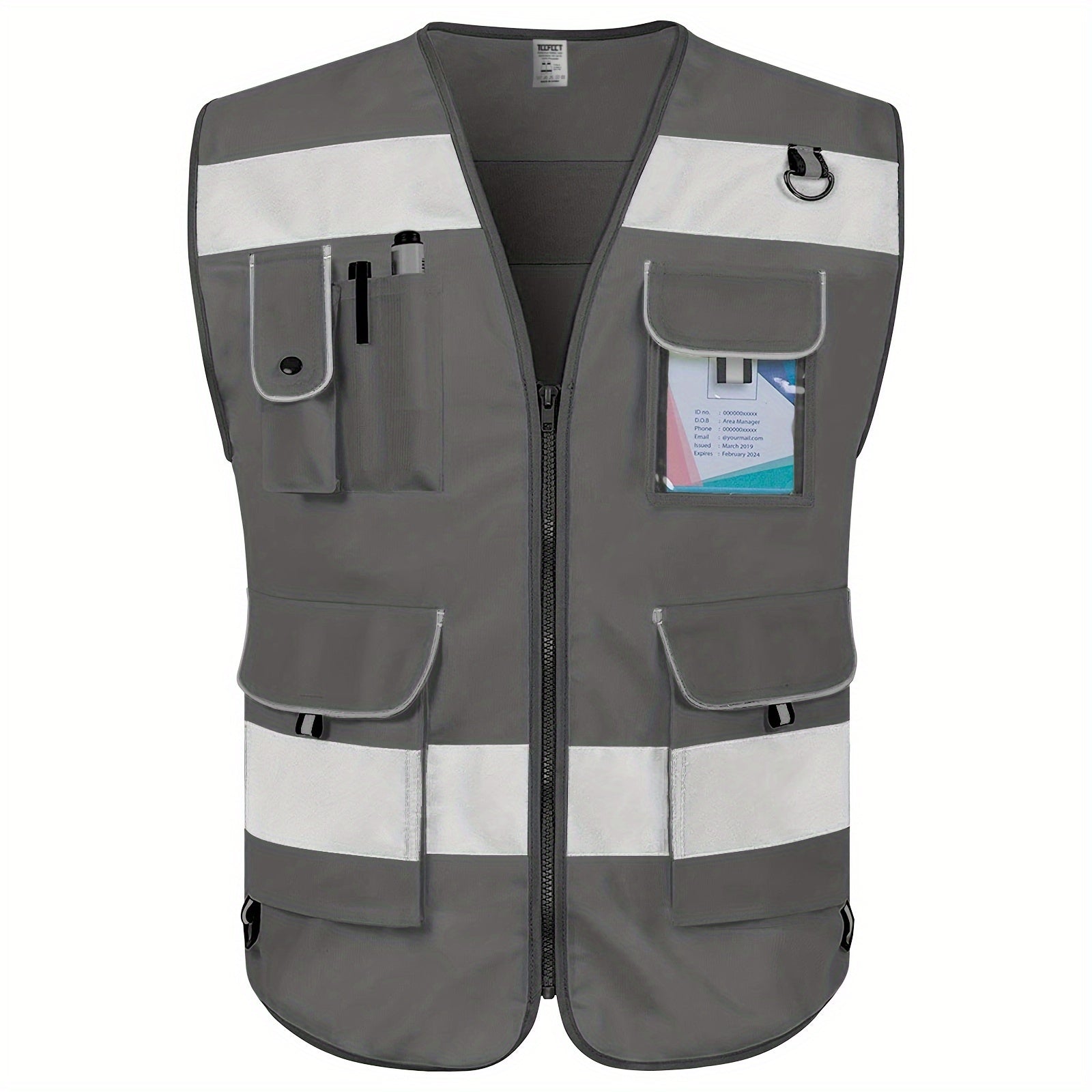 1pc 120g Premium Fabric 9 Pockets High Visibility Reflective Safety Vest For Men Women, Meets ANSI/ISEA Standards, Hi Vis Construction Work Vest For Surveyors, Drivers And Warehouse