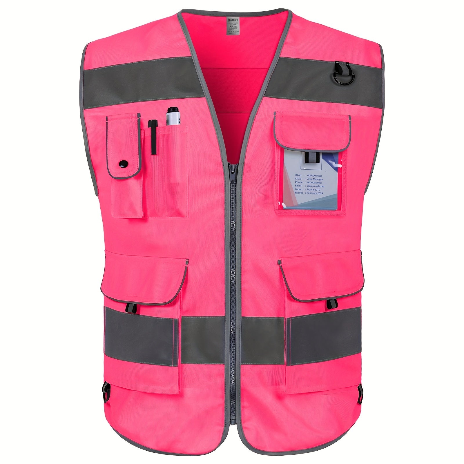 1pc 120g Premium Fabric 9 Pockets High Visibility Reflective Safety Vest For Men Women, Meets ANSI/ISEA Standards, Hi Vis Construction Work Vest For Surveyors, Drivers And Warehouse