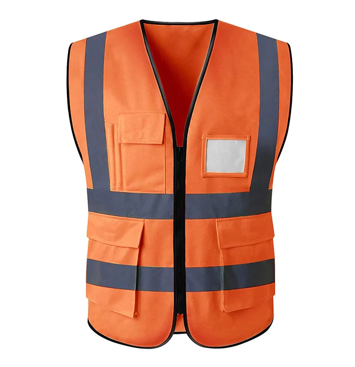 ZUJA in Stock Fast Shipping Lightweight Polyester Fluorescent Hi Vis Reflective Safety Vest Practical Multi Pocket Safety Vest
