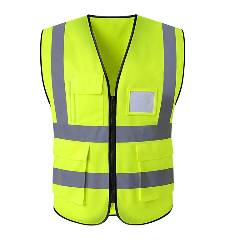 ZUJA in Stock Fast Shipping Lightweight Polyester Fluorescent Hi Vis Reflective Safety Vest Practical Multi Pocket Safety Vest