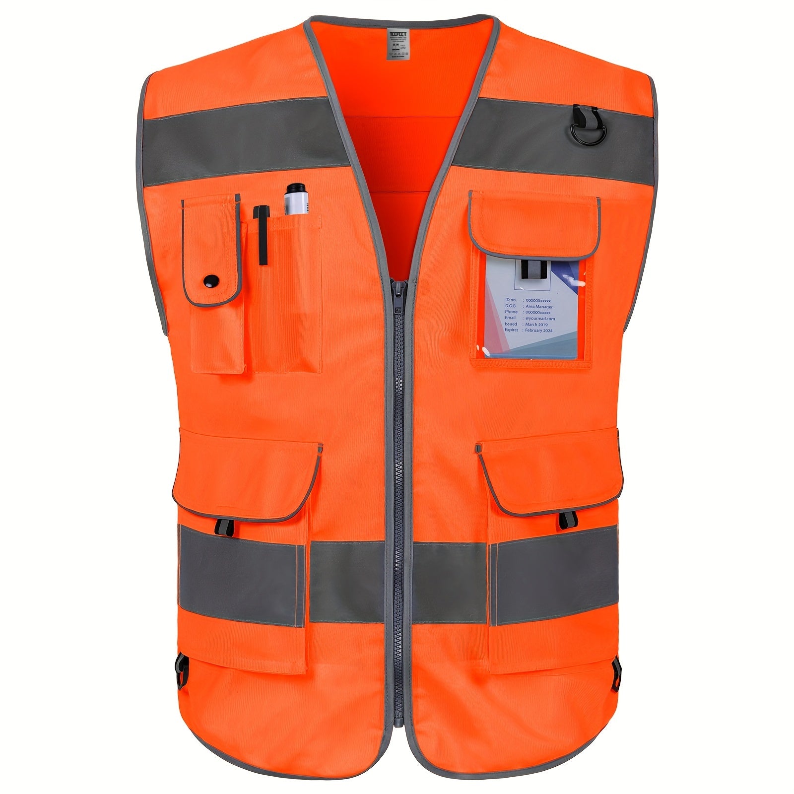 1pc 120g Premium Fabric 9 Pockets High Visibility Reflective Safety Vest For Men Women, Meets ANSI/ISEA Standards, Hi Vis Construction Work Vest For Surveyors, Drivers And Warehouse